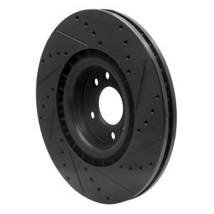 Saab 9-3 Brake Rotor (1) - Front Left - R1 Concepts - Drilled & Slotted - Black - `08-`11